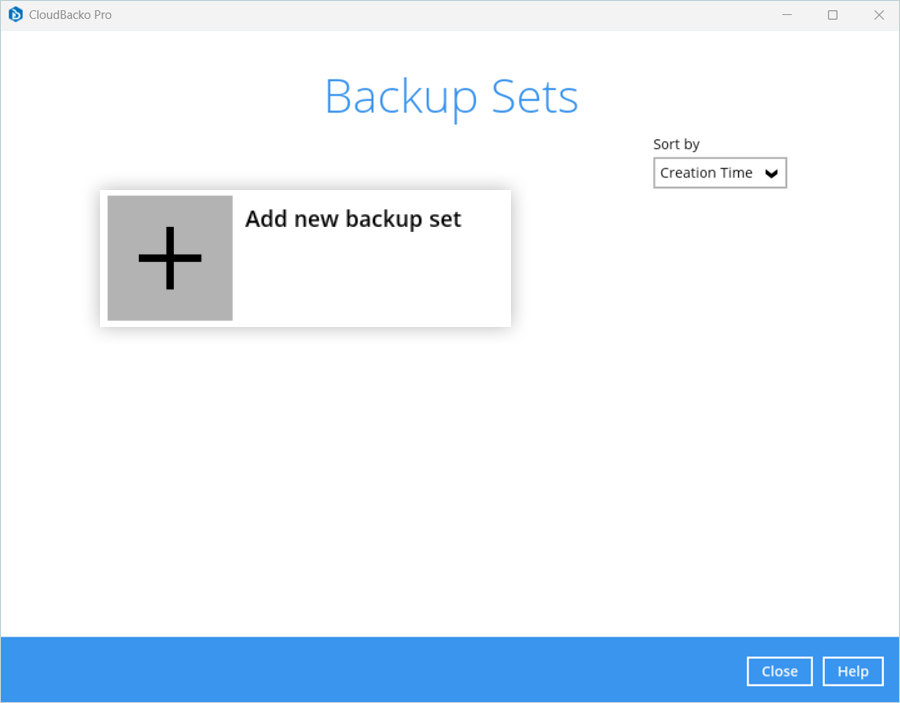 Add New Backup Set